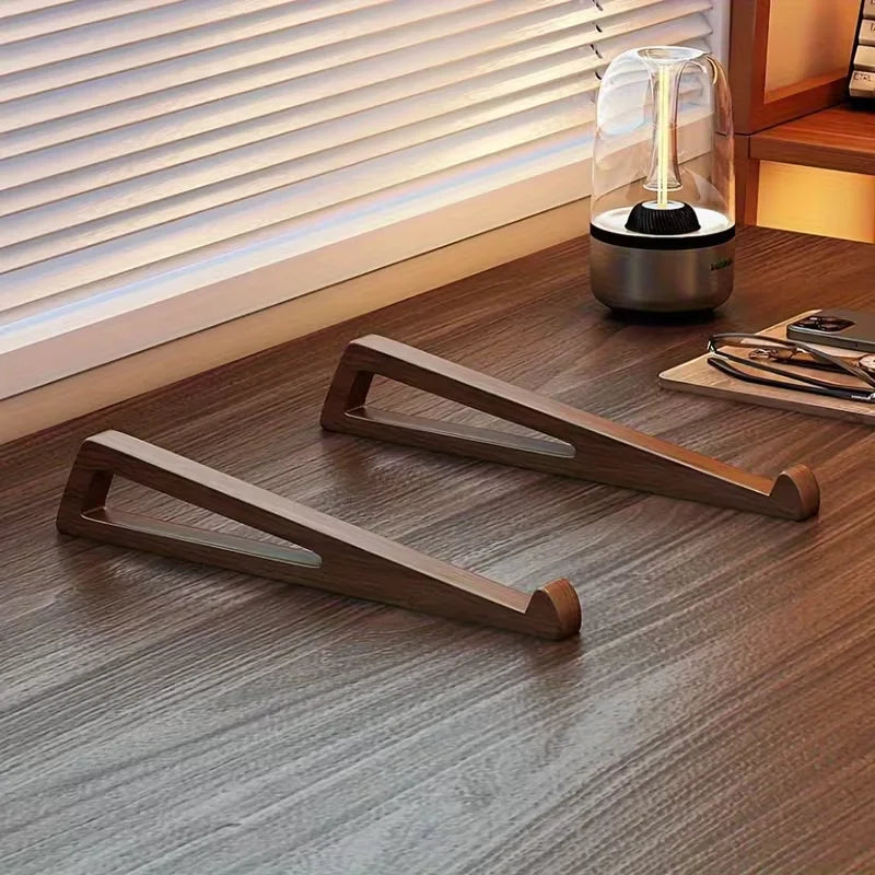 Portable Foldable Wooden Laptop Stand - Ergonomic 12° Adjustable Angle, Compact Bamboo Desktop Riser for Tablets and Notebooks
