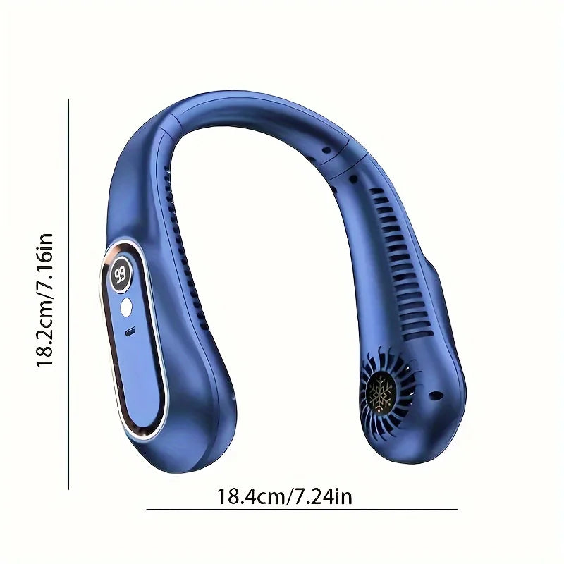 Bladeless Hanging Neck Fan, Portable USB Rechargeable Cooler Fan With 5 Wind Speeds And Digital Display, For Outdoor Sports Use