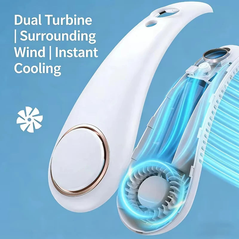 Bladeless Neck Fan,Quiet Rechargeable Neck Fan | Portable Small Wireless Electric Fan for Running, Climbing, Camping, Walking