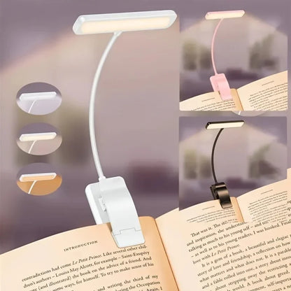 Portable Flexible Easy Clip Night Reading Lamp USB Rechargeable Reading Light 3Colors Warm Cool White Daylight Book Lamp1