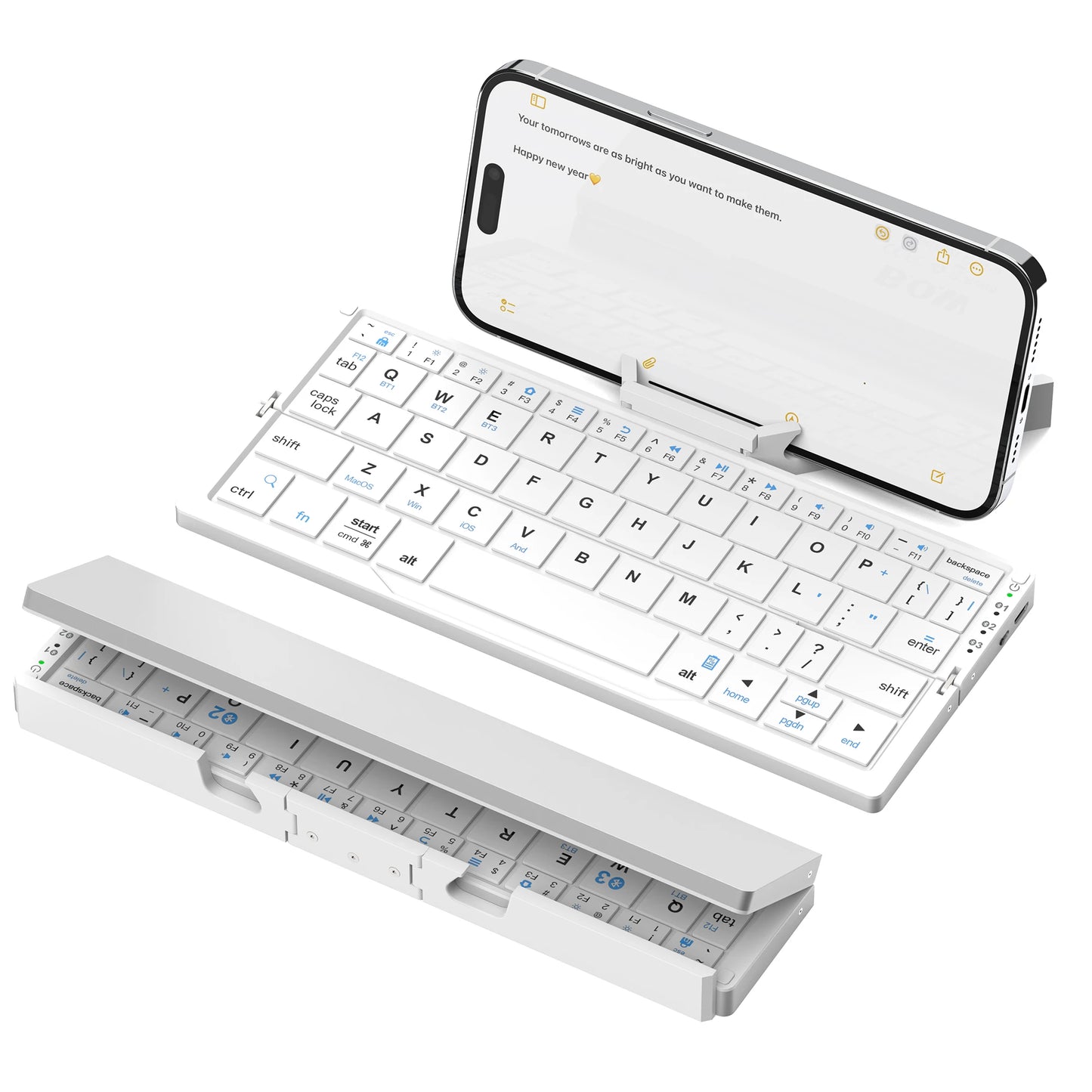Portable Foldable BT Keyboard with Hidden Stand Wireless Mini Keypad for Phone Tablet iPad Windows Android iOS Rechargeable