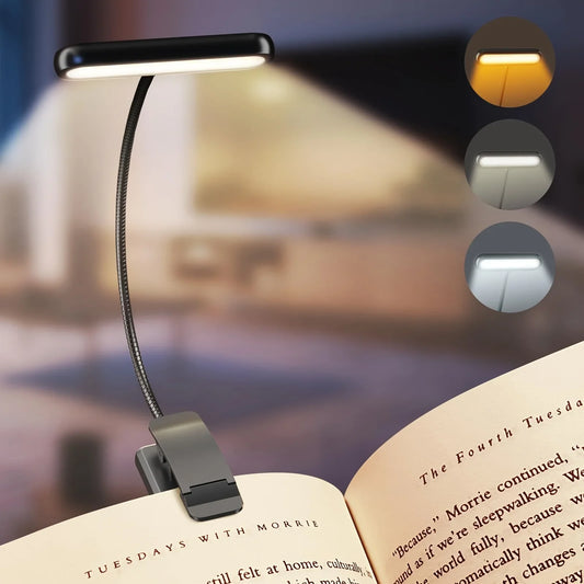 Portable Flexible Easy Clip Night Reading Lamp USB Rechargeable Reading Light 3Colors Warm Cool White Daylight Book Lamp1