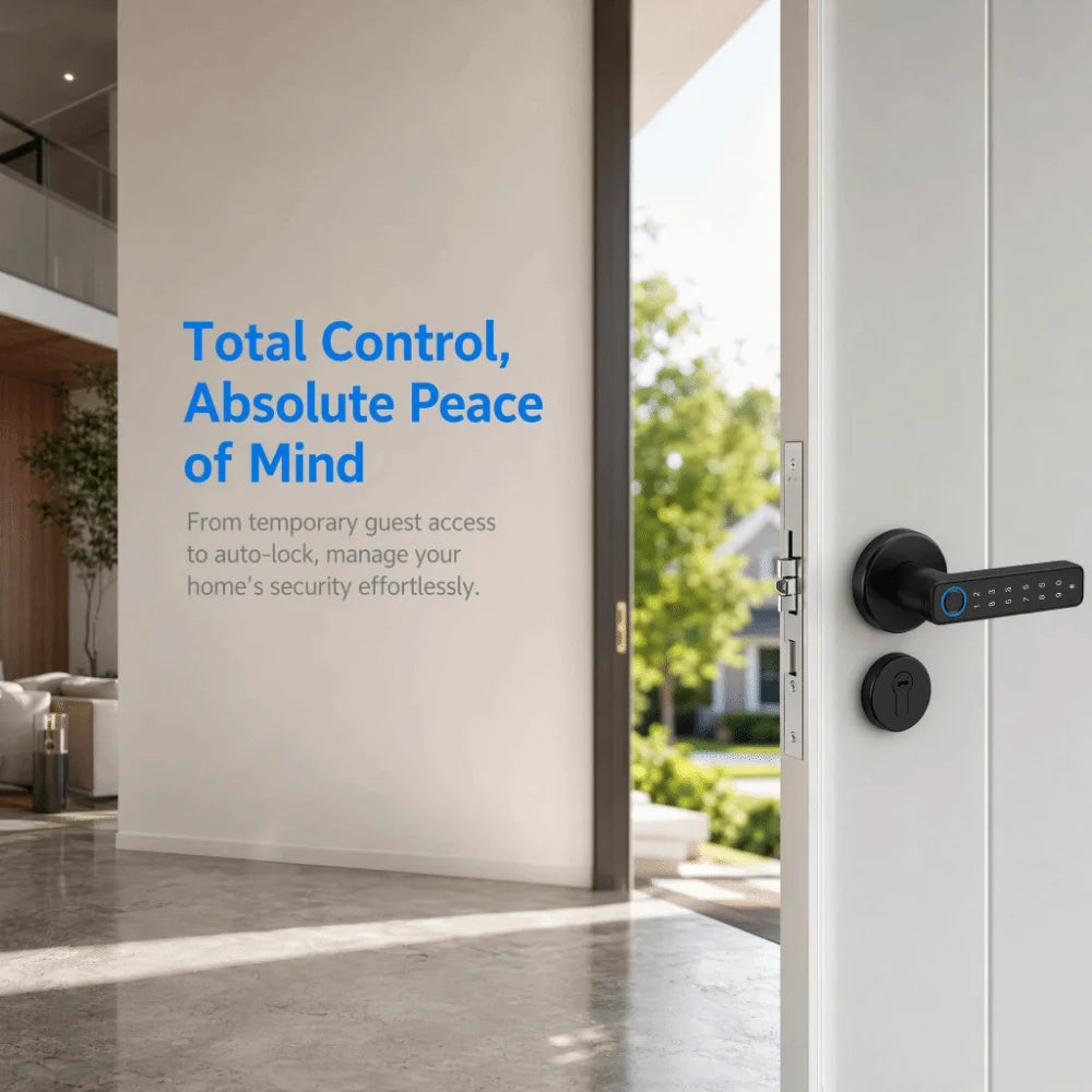Remote Lock Smart Fingerprint Door Lock Smart Password Electronic Digital Door Handles Bluetooth WiFi Gateway