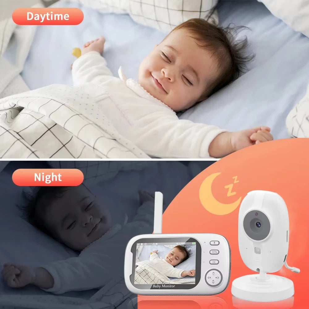 3.5" Baby Monitor with Camera and Audio, 720P Video Baby Monitor, Two Way Talk, Night Vision, Temperature Sensor, Lullabies