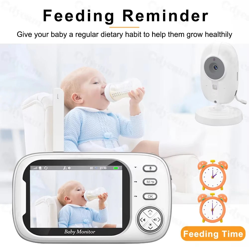 3.5" Baby Monitor with Camera and Audio, 720P Video Baby Monitor, Two Way Talk, Night Vision, Temperature Sensor, Lullabies