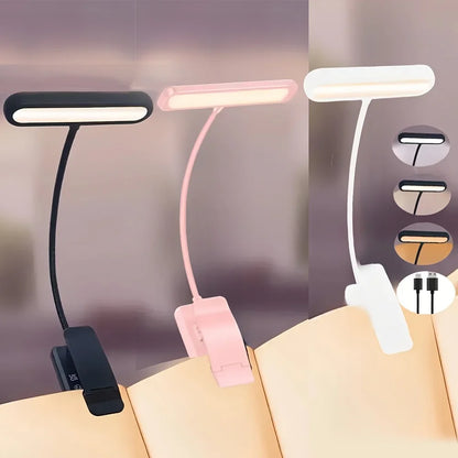 Portable Flexible Easy Clip Night Reading Lamp USB Rechargeable Reading Light 3Colors Warm Cool White Daylight Book Lamp1