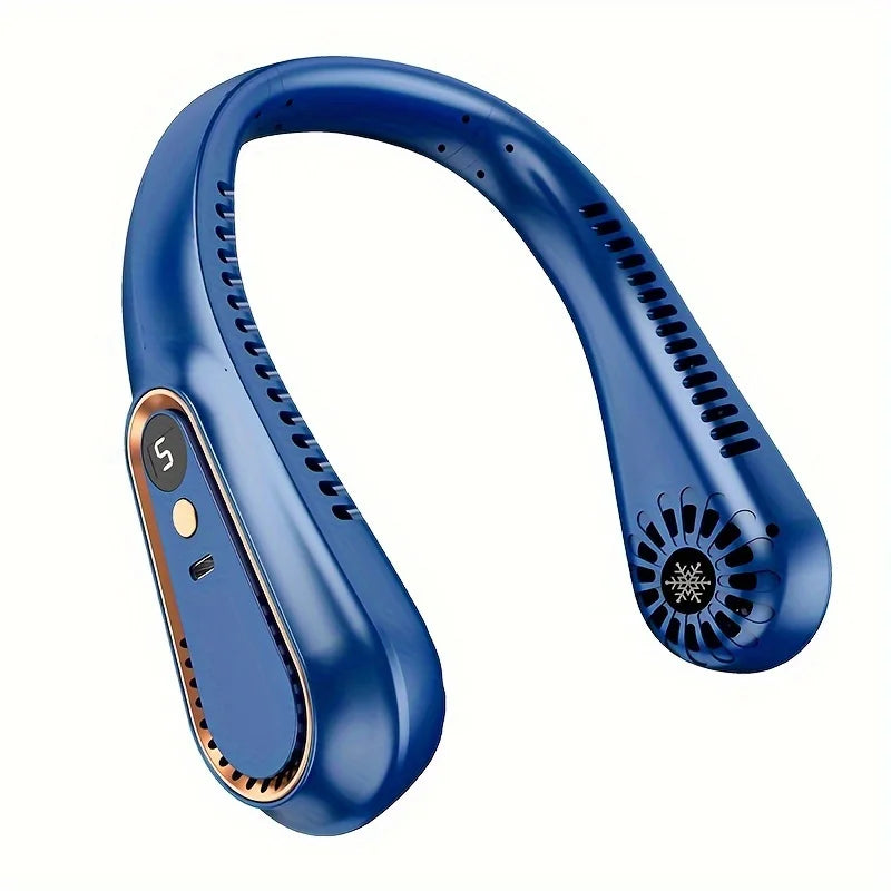 Bladeless Hanging Neck Fan, Portable USB Rechargeable Cooler Fan With 5 Wind Speeds And Digital Display, For Outdoor Sports Use