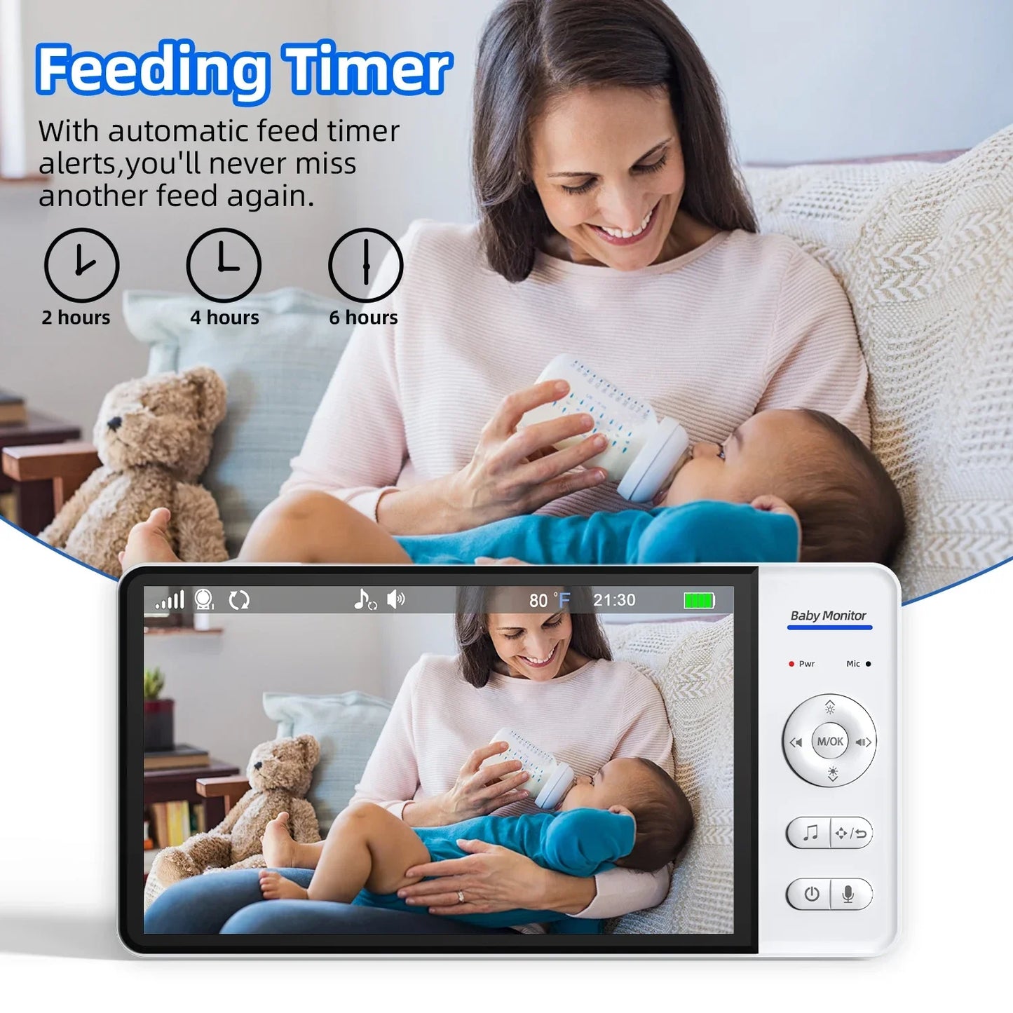 7.0 Inch Screen Baby Monitor 5000mAh Battery Indoor Smart Home Security PTZ Zoom Camera Video Surveillance Temperature Lullabies