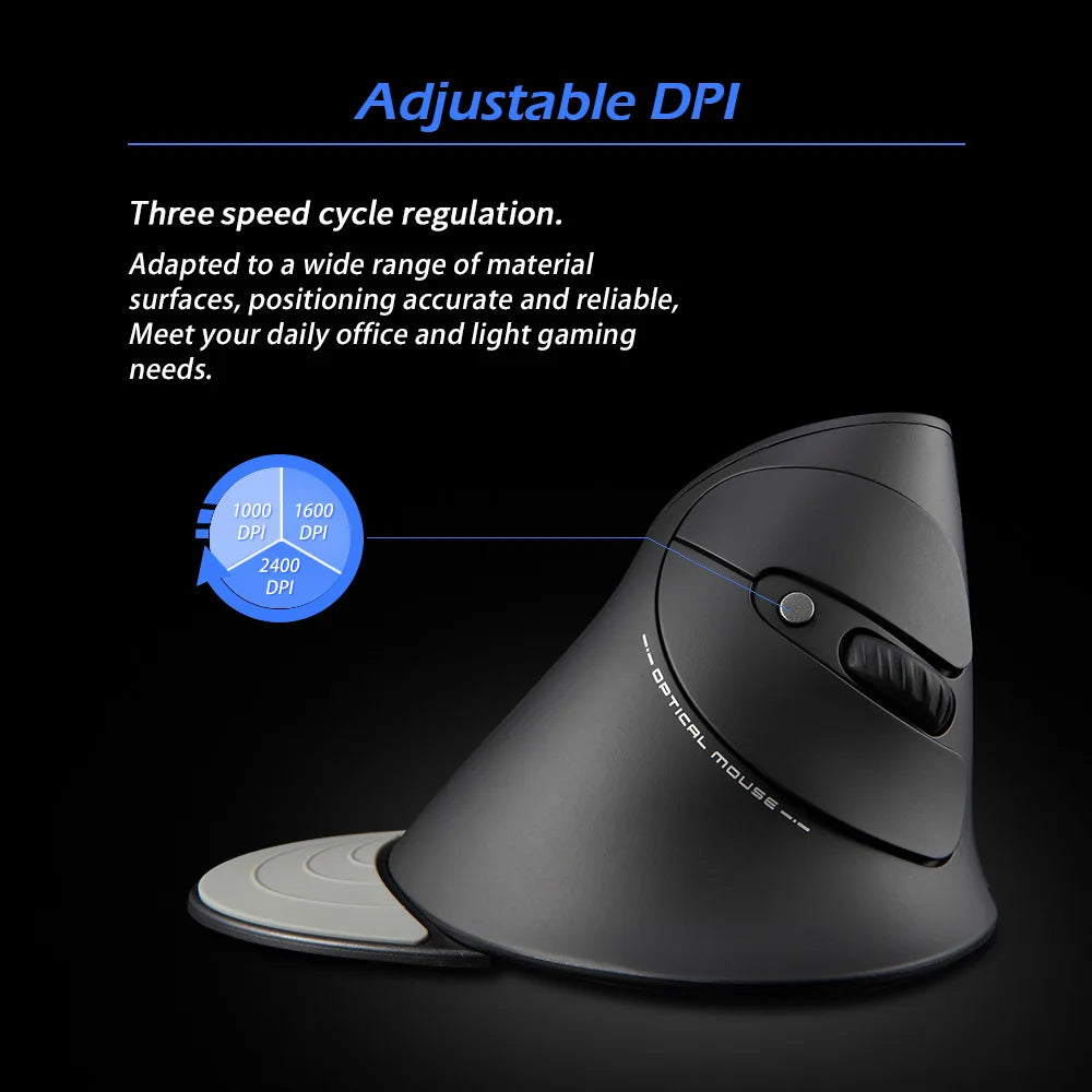 Ergonomic 2.4G Wireless Vertical Mouse with Removable Wrist Rest,2400DPI Adjustable Wireless Gaming Mouse for PC/Laptop/Desktop