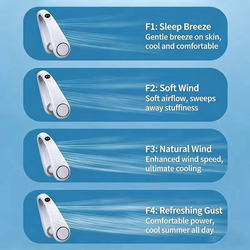 Bladeless Neck Fan,Quiet Rechargeable Neck Fan | Portable Small Wireless Electric Fan for Running, Climbing, Camping, Walking