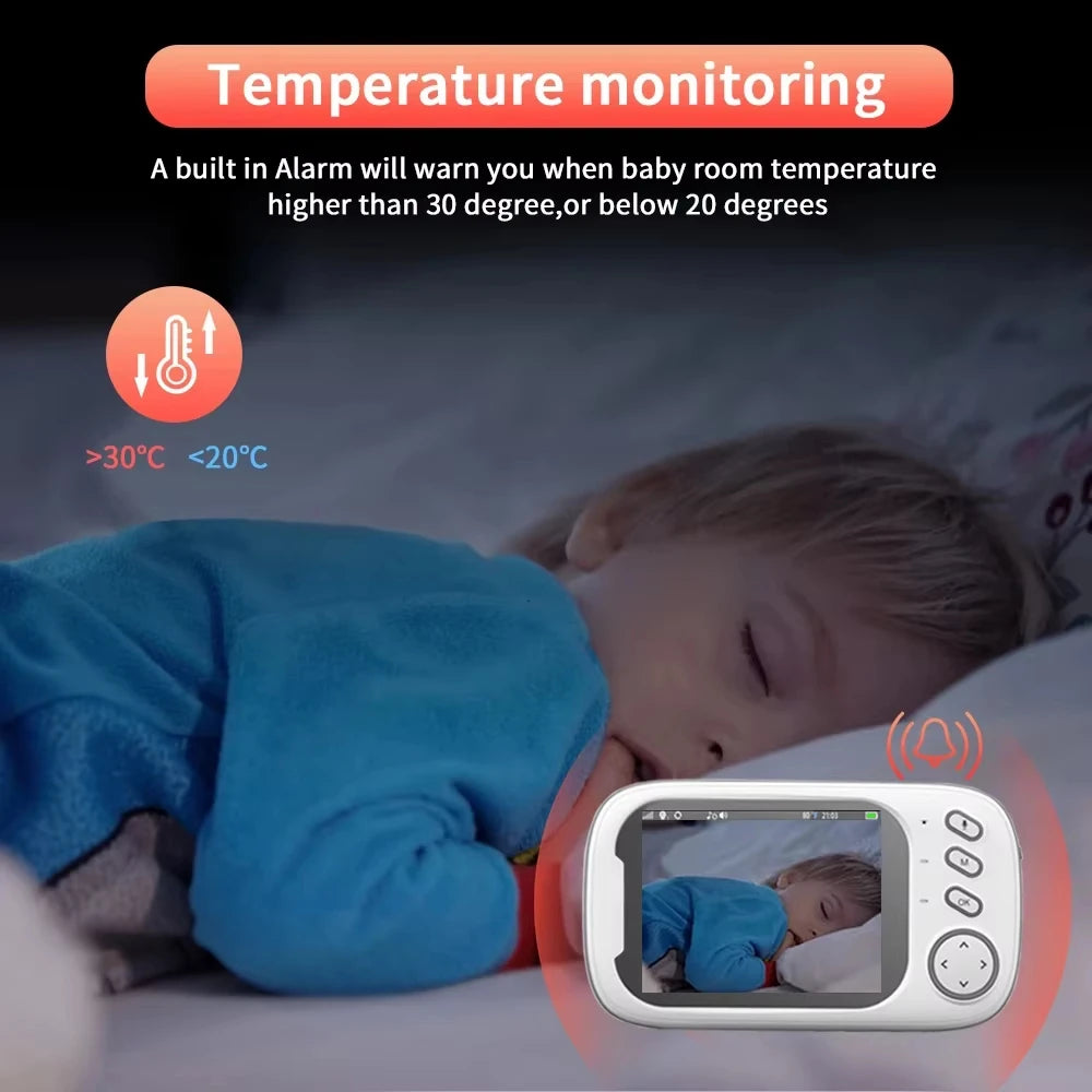 3.5" Baby Monitor with Camera and Audio, 720P Video Baby Monitor, Two Way Talk, Night Vision, Temperature Sensor, Lullabies