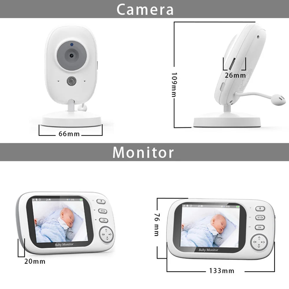 3.5" Baby Monitor with Camera and Audio, 720P Video Baby Monitor, Two Way Talk, Night Vision, Temperature Sensor, Lullabies