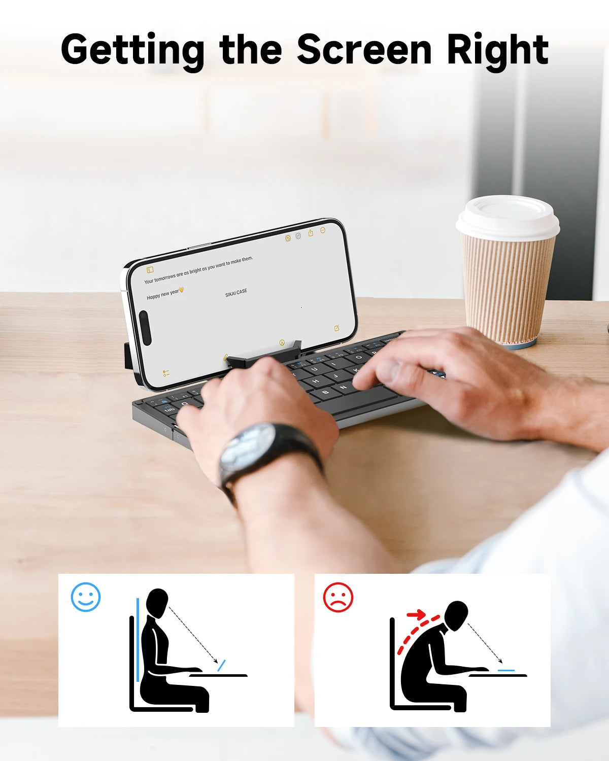 Portable Foldable BT Keyboard with Hidden Stand Wireless Mini Keypad for Phone Tablet iPad Windows Android iOS Rechargeable