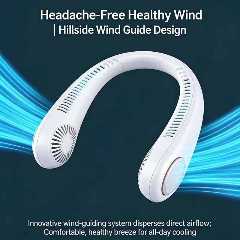 Bladeless Neck Fan,Quiet Rechargeable Neck Fan | Portable Small Wireless Electric Fan for Running, Climbing, Camping, Walking