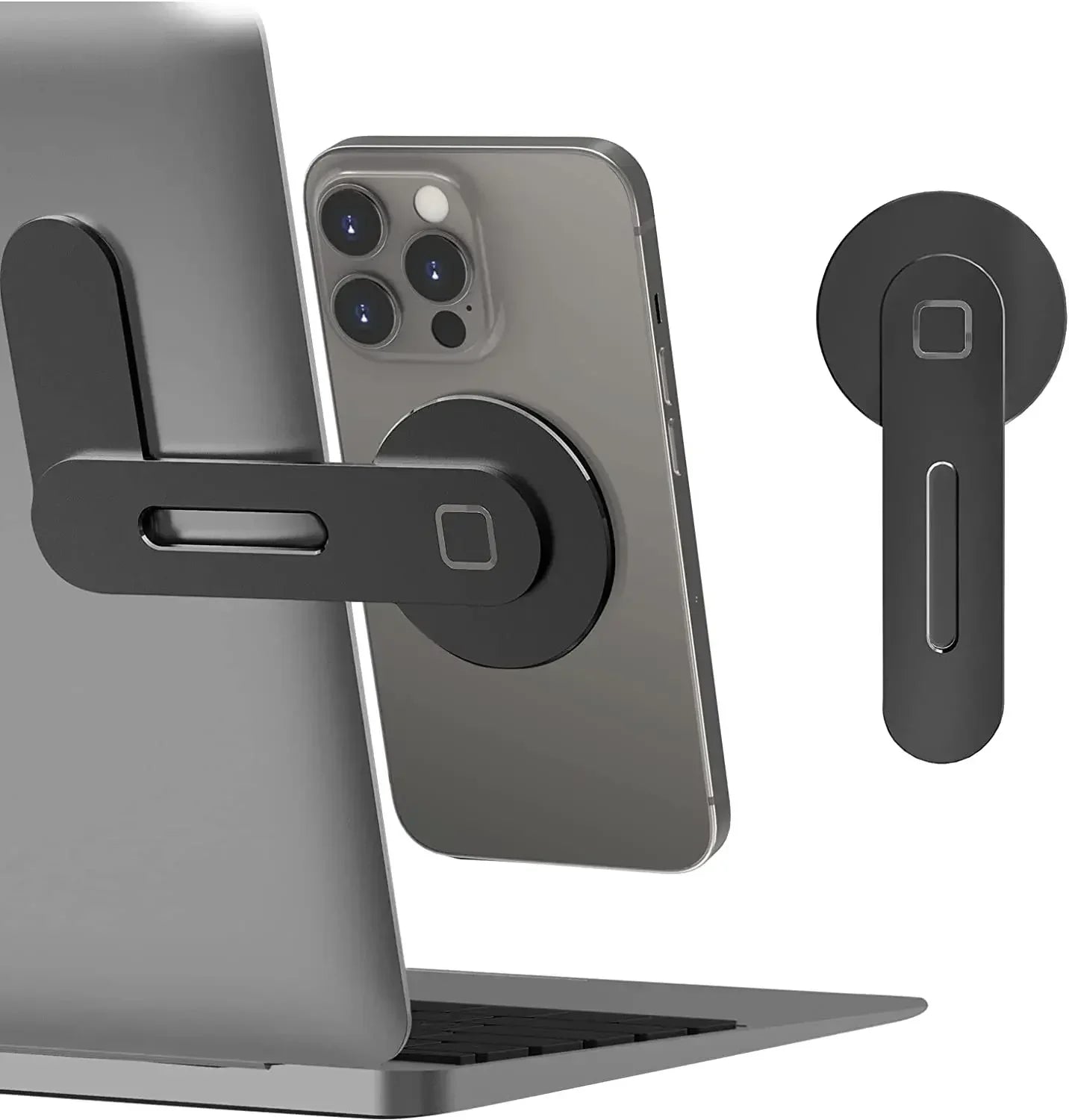 2026 Magnetic Laptop Phone Holder Computer Monitor Side Cell Phone Slim& Foldable For iPhone 14 13 12 Series Case and All Phone