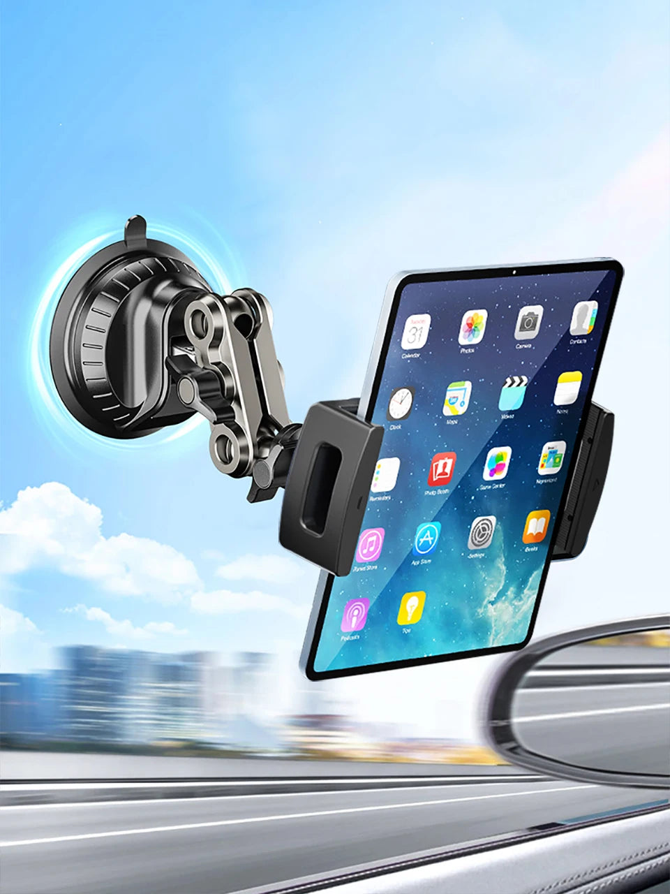 Car Tablet Holder Suction Cup Mount 360° Metal Magic Arm for iPad Pro Air 5-13'' Xiaomi Tablet SUV Truck Vehicle Lift Windshield