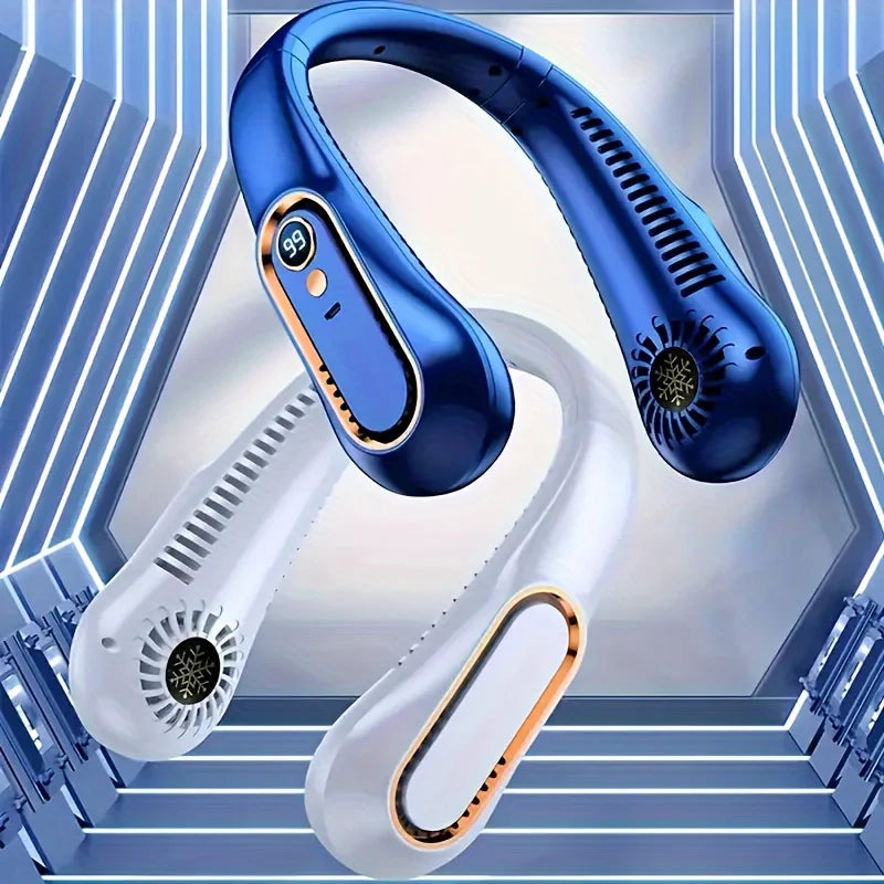 Bladeless Hanging Neck Fan, Portable USB Rechargeable Cooler Fan With 5 Wind Speeds And Digital Display, For Outdoor Sports Use
