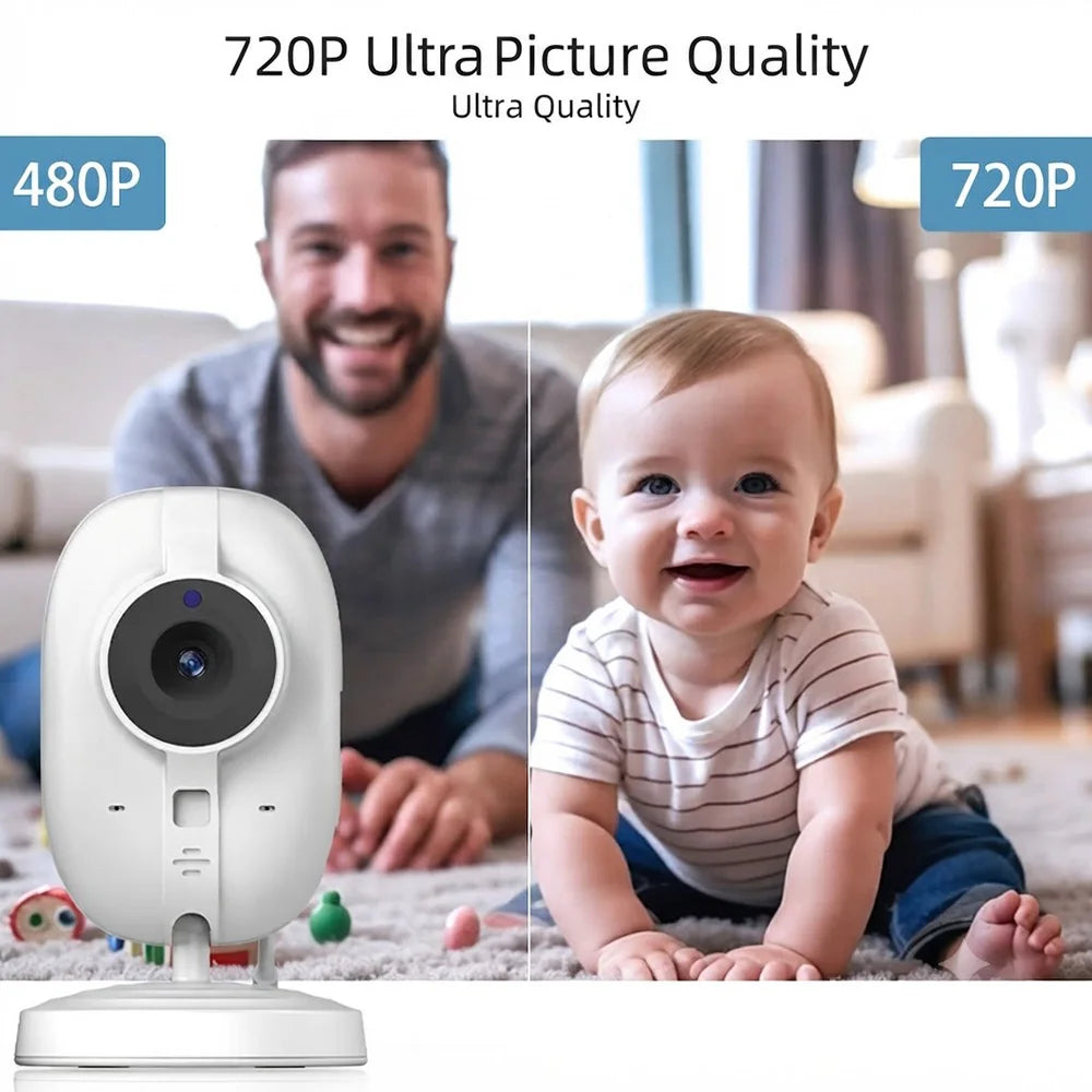 3.5" Baby Monitor with Camera and Audio, 720P Video Baby Monitor, Two Way Talk, Night Vision, Temperature Sensor, Lullabies