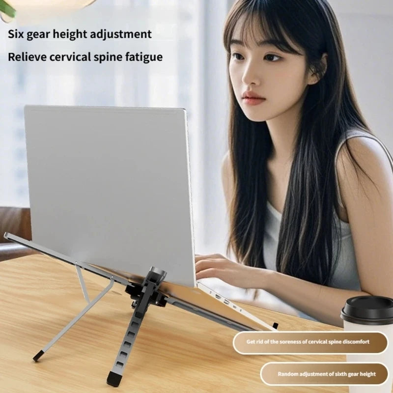 Portable Foldable Laptop Stand With 6 Adjustable Height For 10 To 17.3Inch Notebook Enhances Cooling And Ergonomic Design F19E