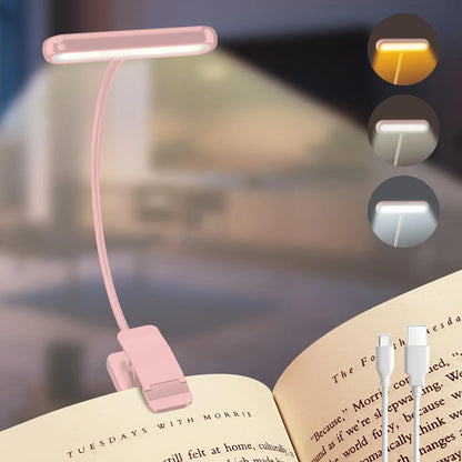 Portable Flexible Easy Clip Night Reading Lamp USB Rechargeable Reading Light 3Colors Warm Cool White Daylight Book Lamp1