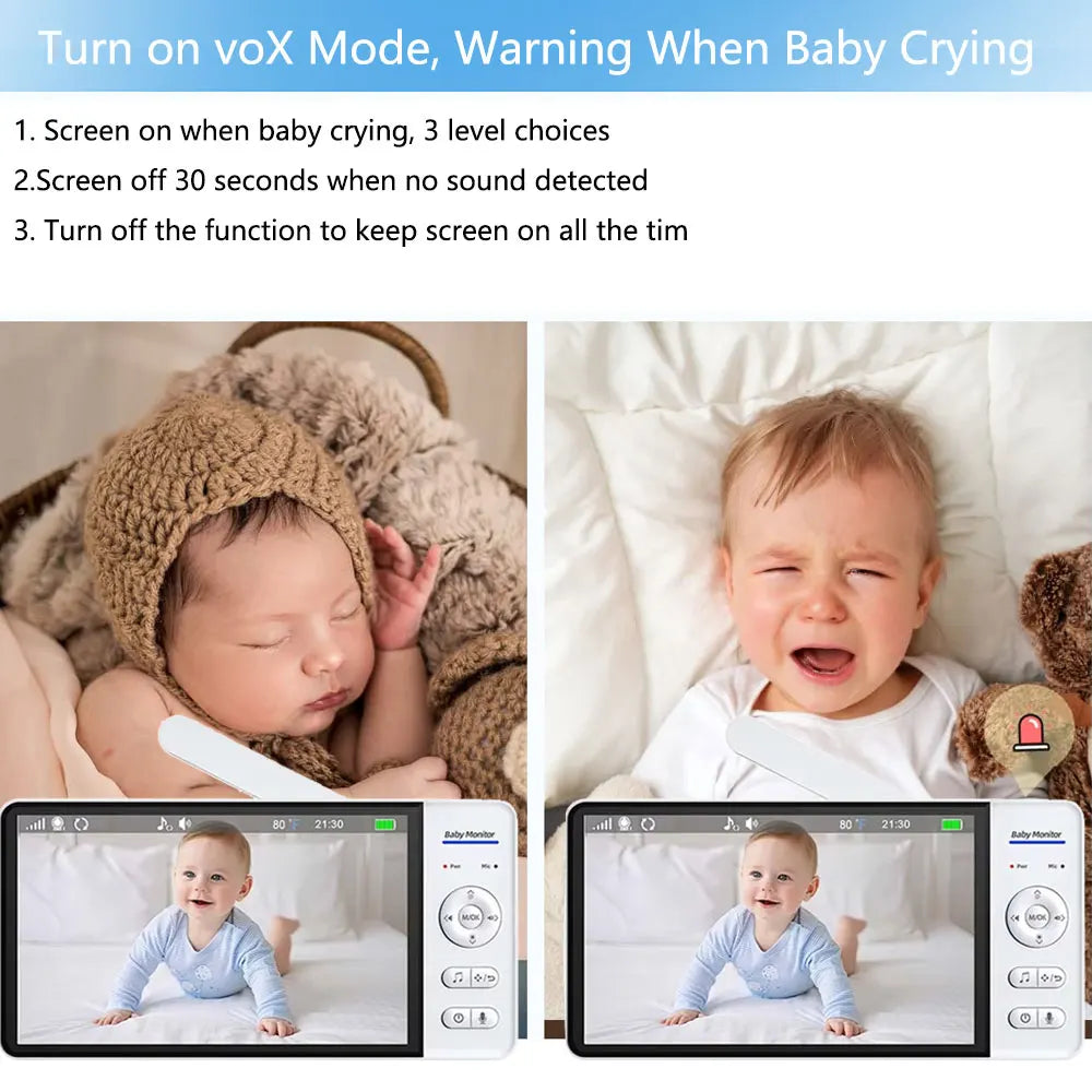 7.0 Inch Screen Baby Monitor 5000mAh Battery Indoor Smart Home Security PTZ Zoom Camera Video Surveillance Temperature Lullabies