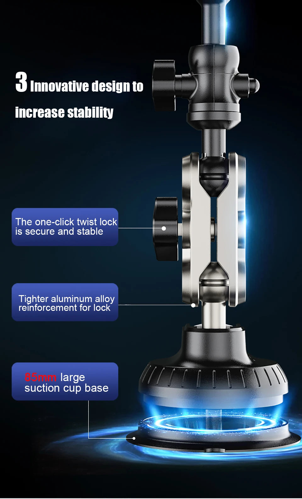 Car Tablet Holder Suction Cup Mount 360° Metal Magic Arm for iPad Pro Air 5-13'' Xiaomi Tablet SUV Truck Vehicle Lift Windshield