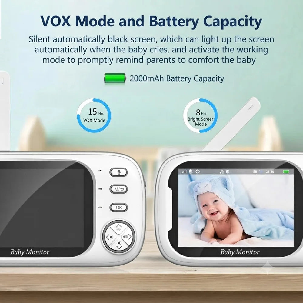 3.5" Baby Monitor with Camera and Audio, 720P Video Baby Monitor, Two Way Talk, Night Vision, Temperature Sensor, Lullabies